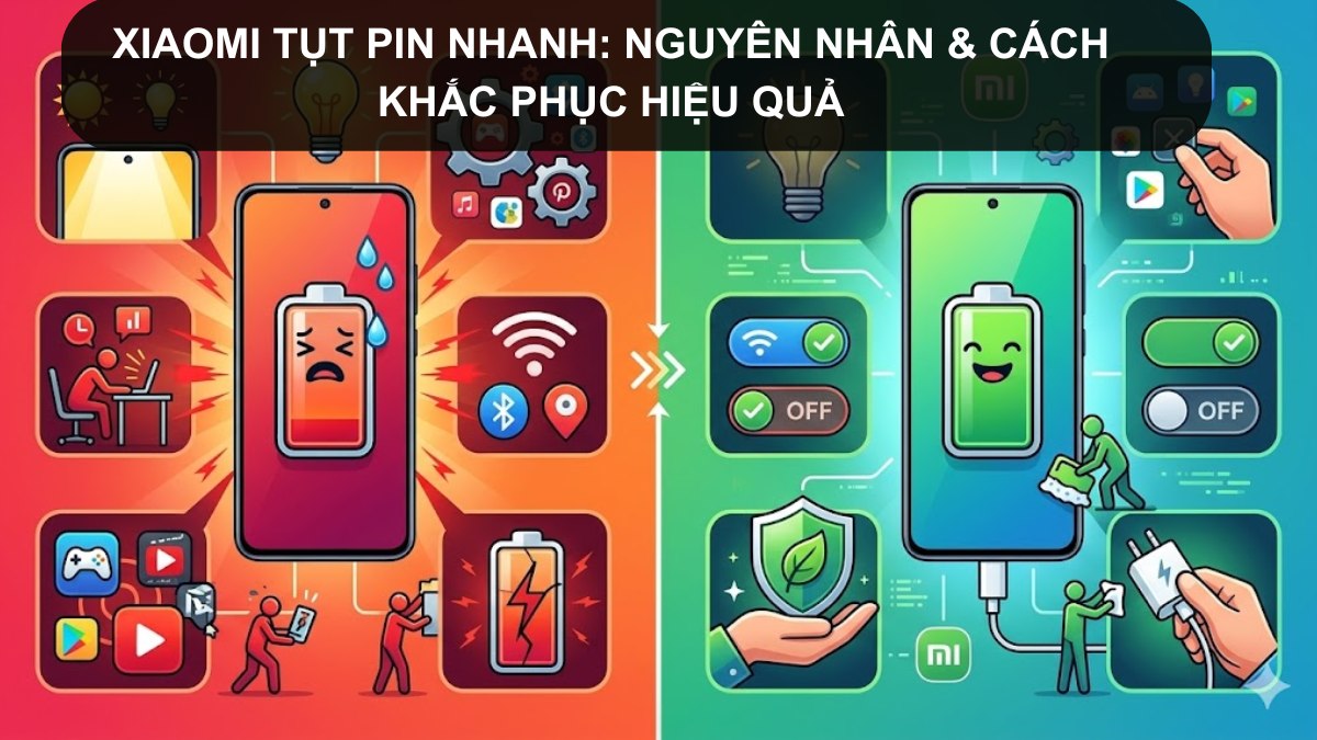 Xiaomi tụt pin nhanh: Nguyên nhân & cách khắc phục hiệu quả